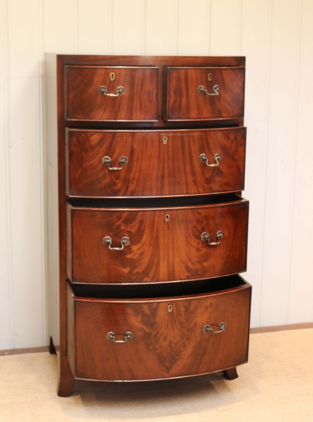 Tall Mahogany Bow Front Chest Of Drawers View V