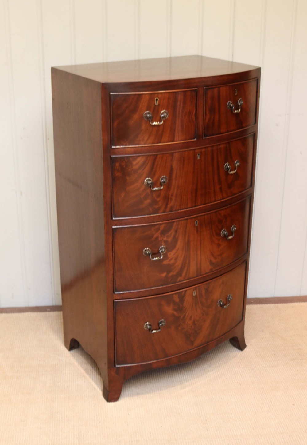 Tall Mahogany Bow Front Chest Of Drawers View VI