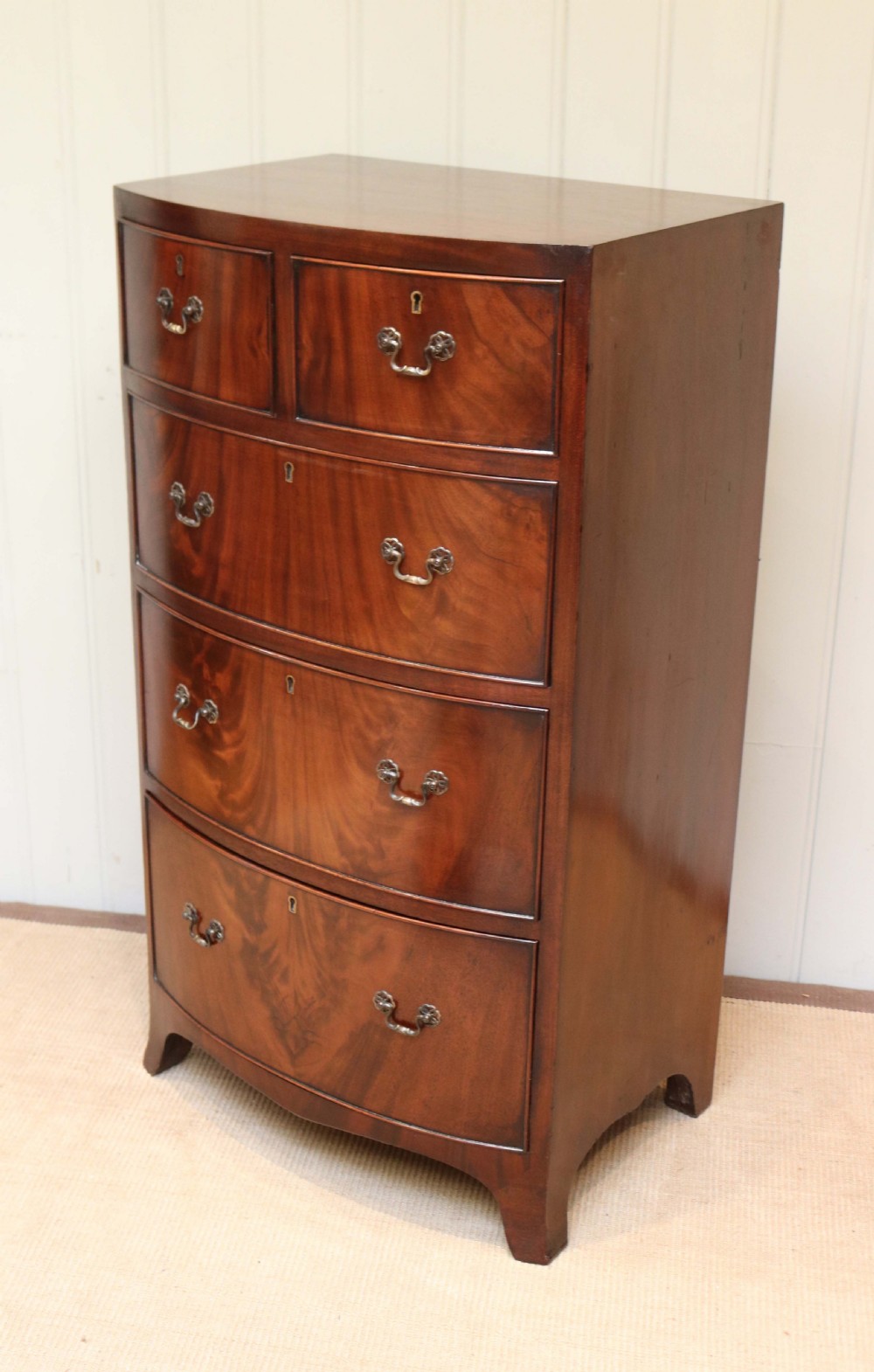 Tall Mahogany Bow Front Chest Of Drawers View VII