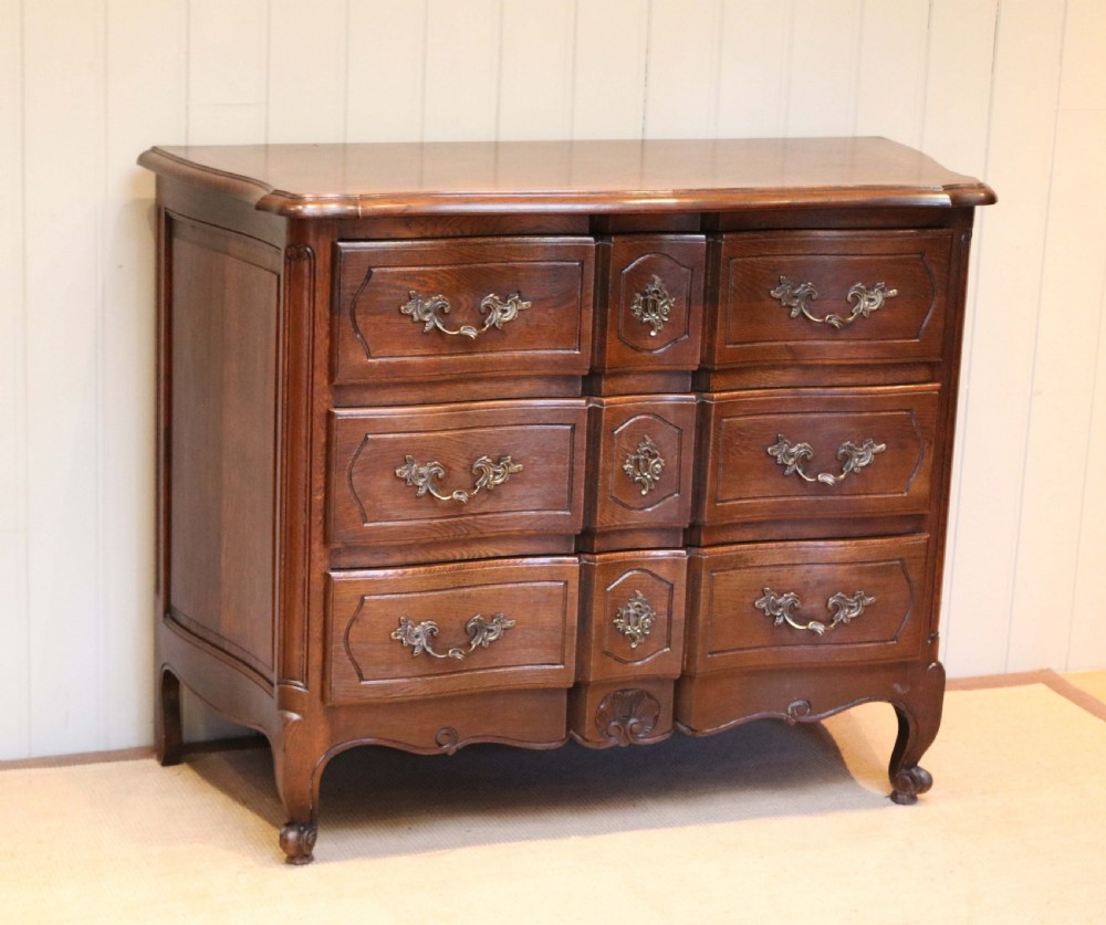 French Oak Serpentine Chest Of Drawers