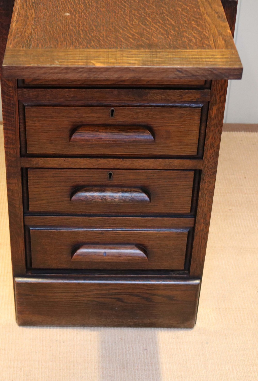 Large Oak Pedestal Desk View X