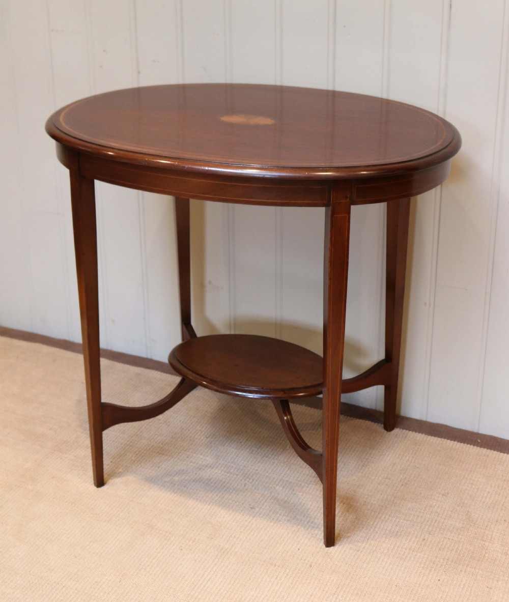 Edwardian Oval Inlaid Mahogany Table View IV