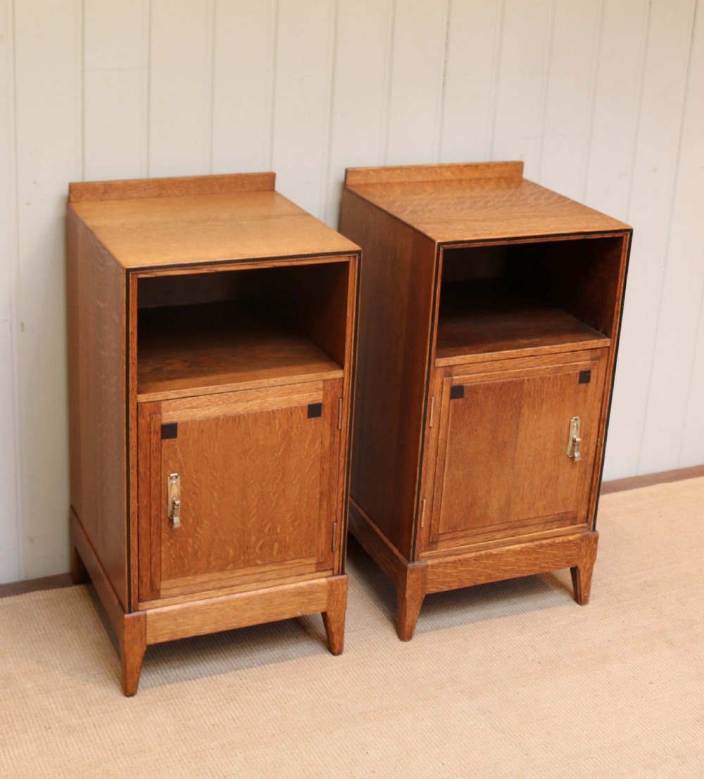 Pair Of Oak Art Deco Bedside Cabinets 