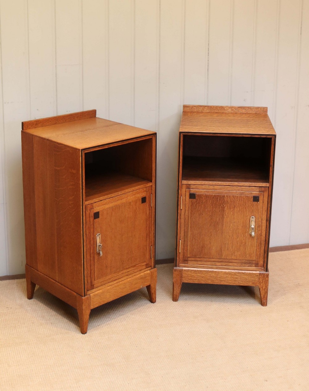 Pair Of Oak Art Deco Bedside Cabinets  View II