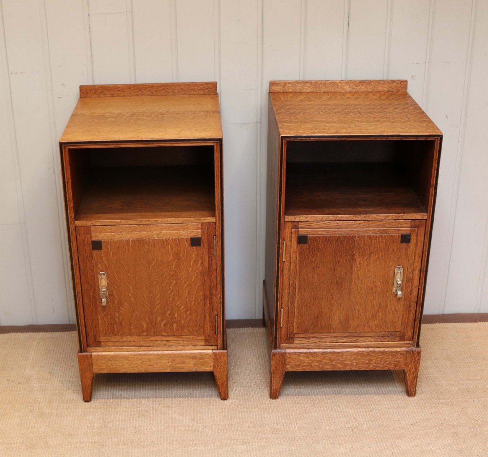 Pair Of Oak Art Deco Bedside Cabinets  View III