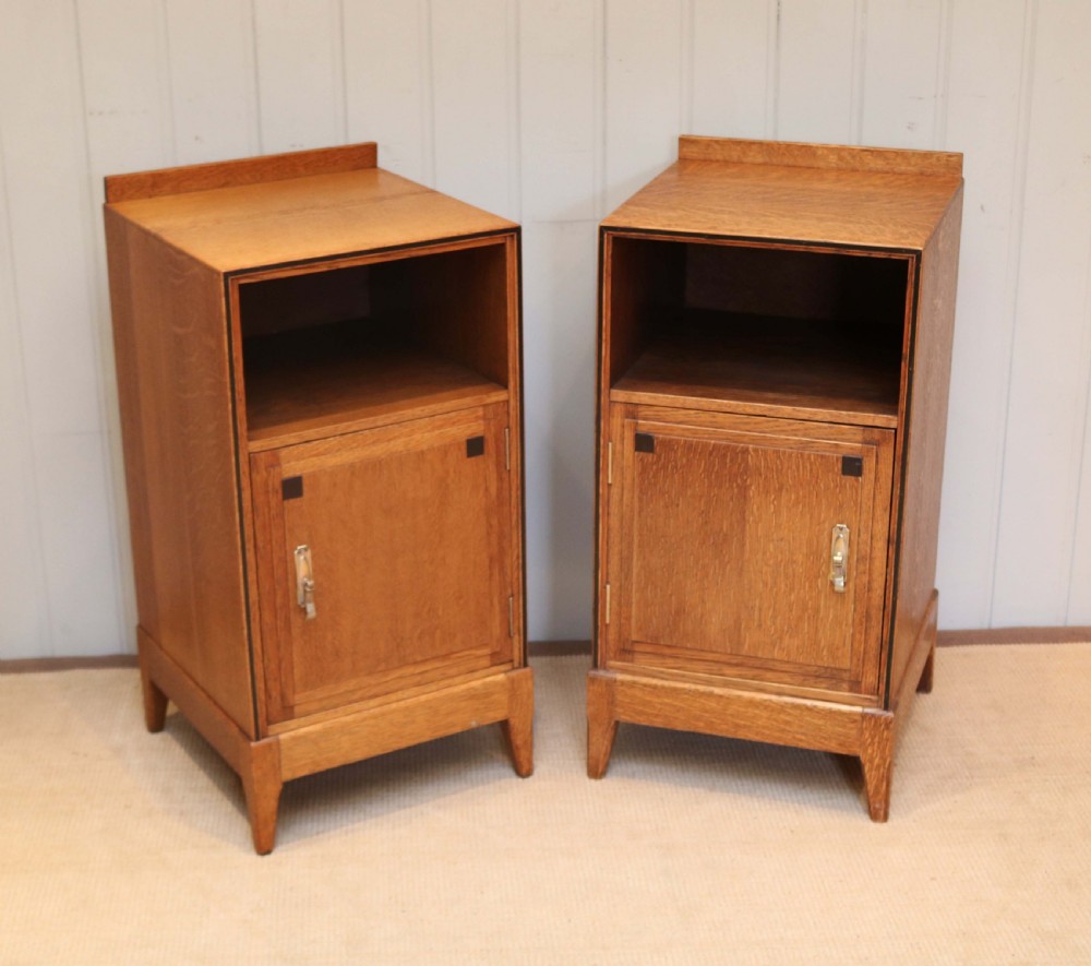 Pair Of Oak Art Deco Bedside Cabinets  View V