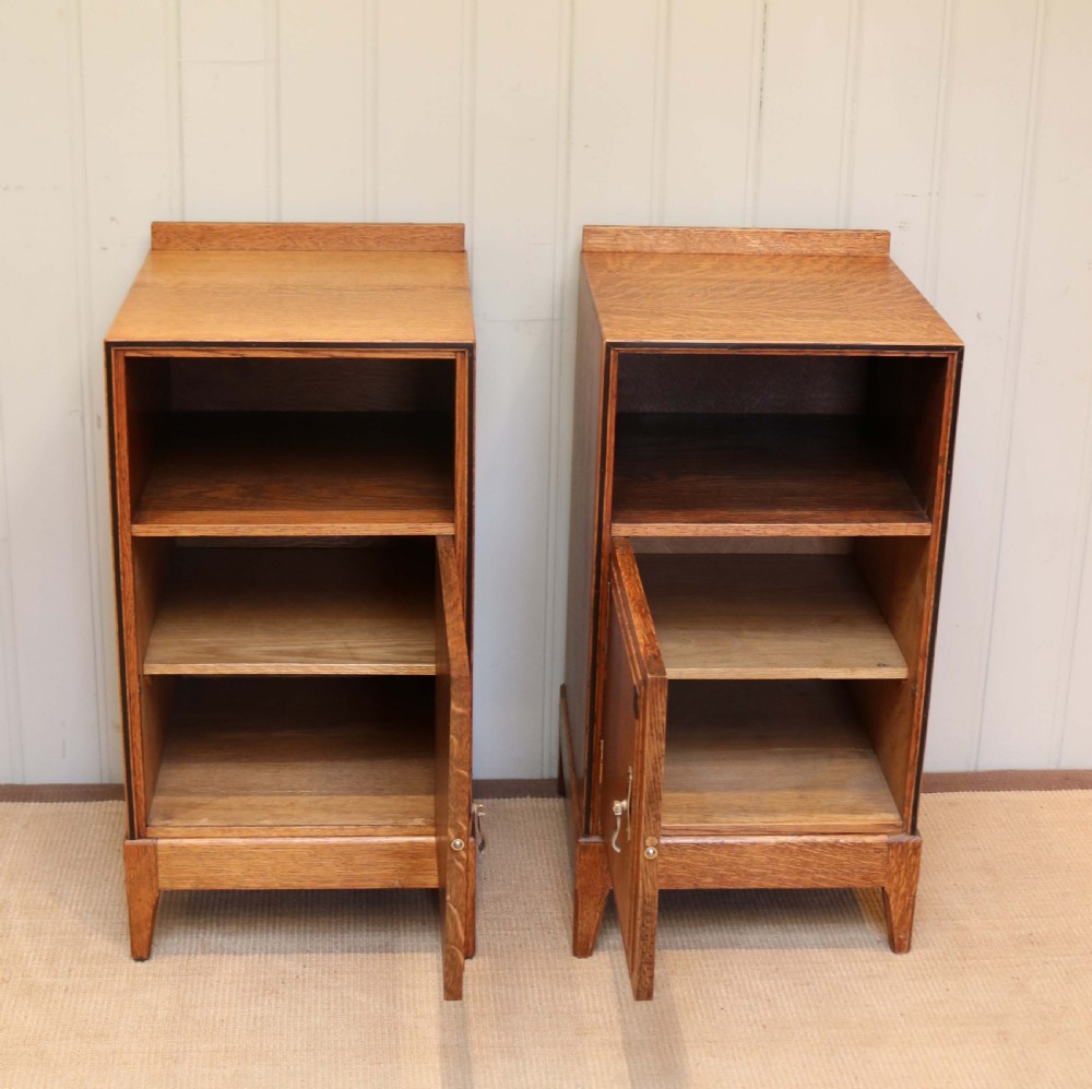 Pair Of Oak Art Deco Bedside Cabinets  View VI