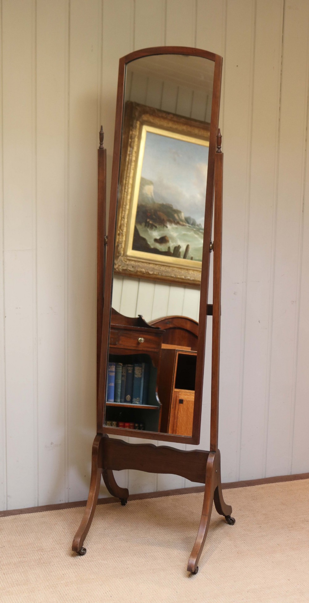 1920s Mahogany Cheval Mirror View II