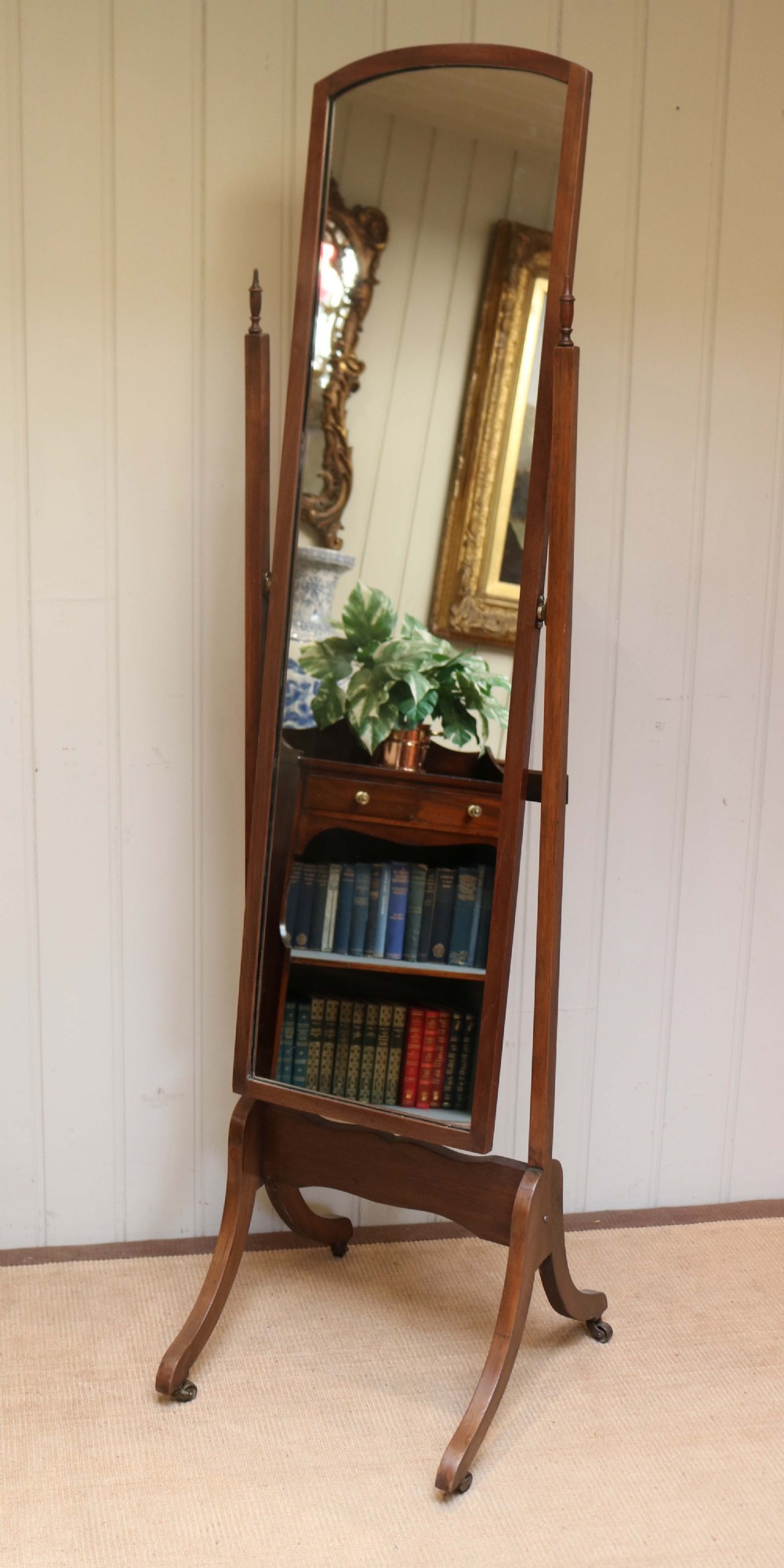 1920s Mahogany Cheval Mirror View III