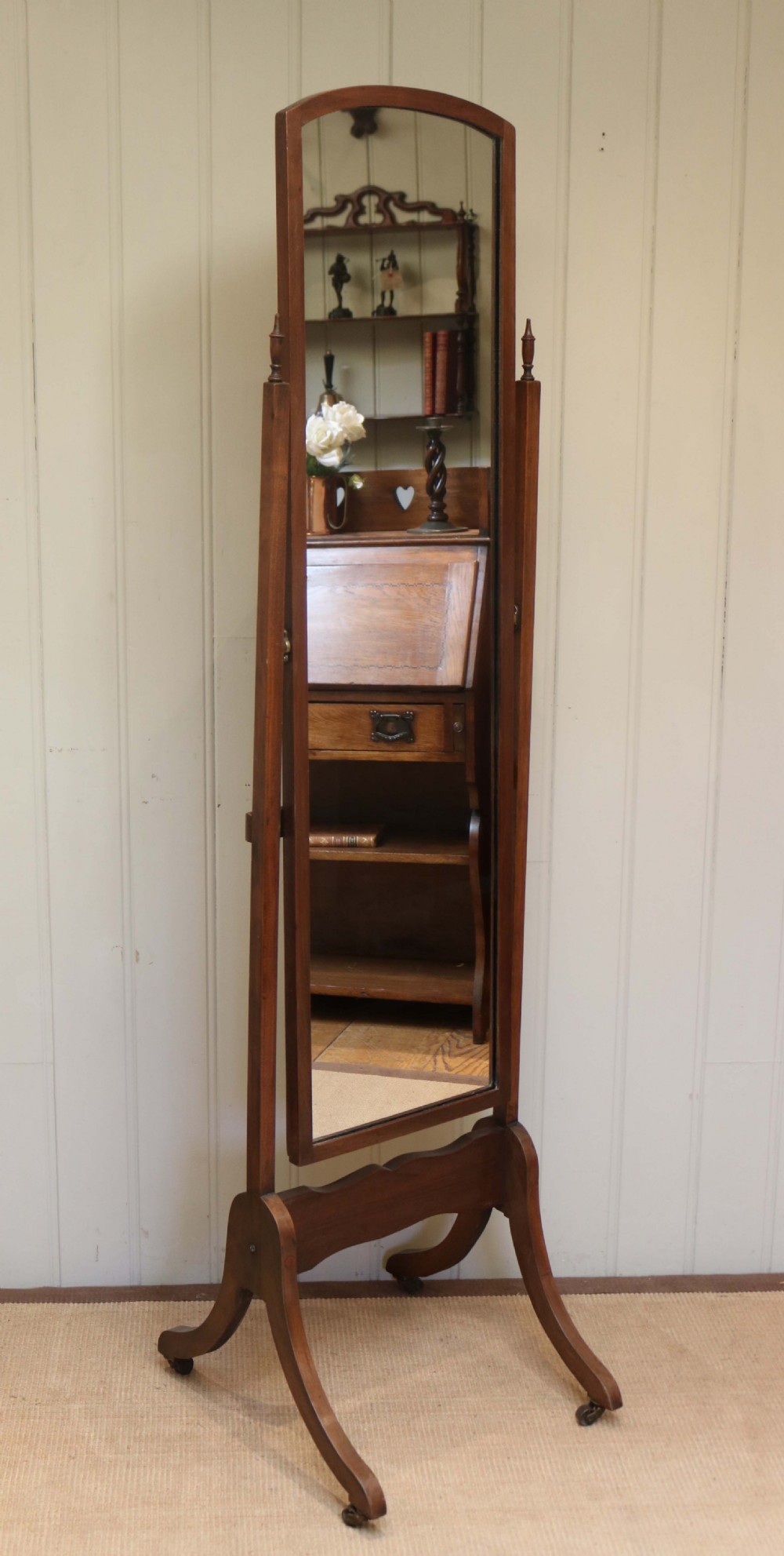 1920s Mahogany Cheval Mirror View VII