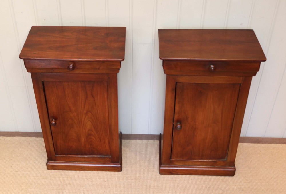 Pair Of Rustic French Cherry Wood Bedside Cupboards View II