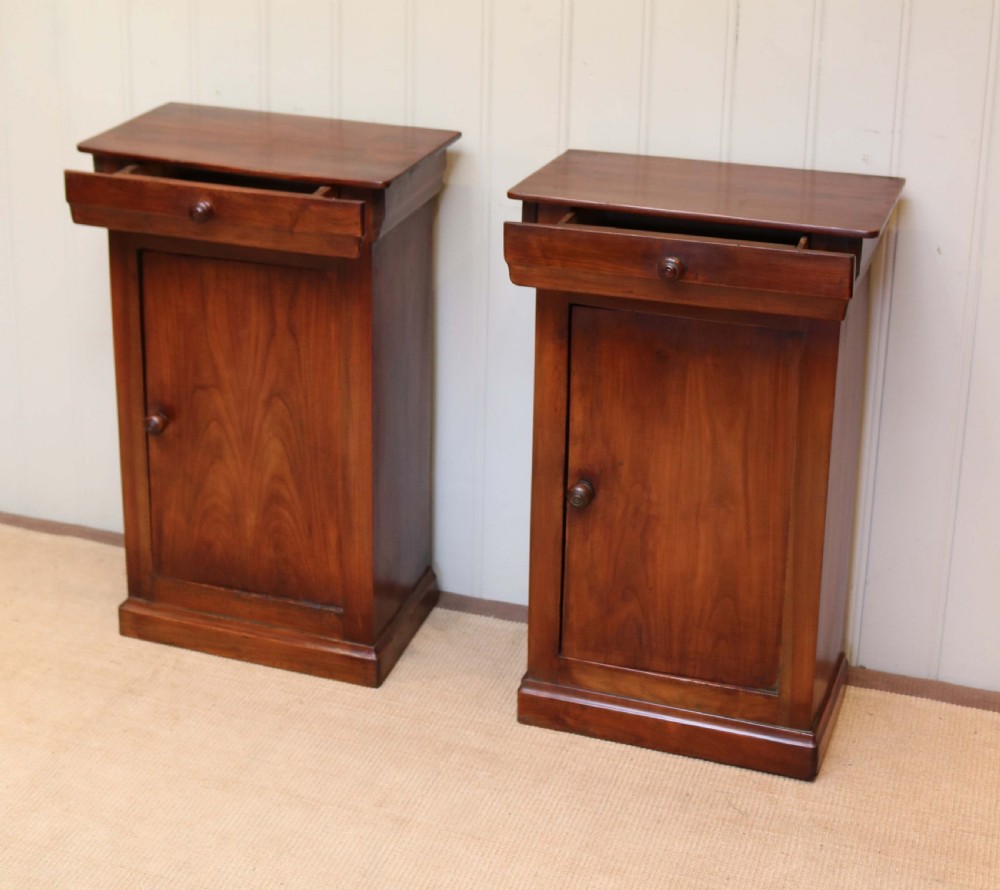 Pair Of Rustic French Cherry Wood Bedside Cupboards View IV