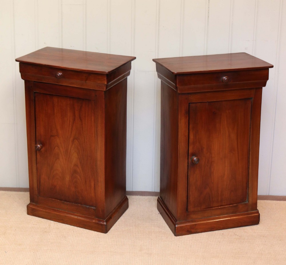 Pair Of Rustic French Cherry Wood Bedside Cupboards View V
