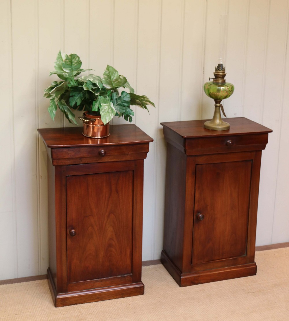 Pair Of Rustic French Cherry Wood Bedside Cupboards View VII