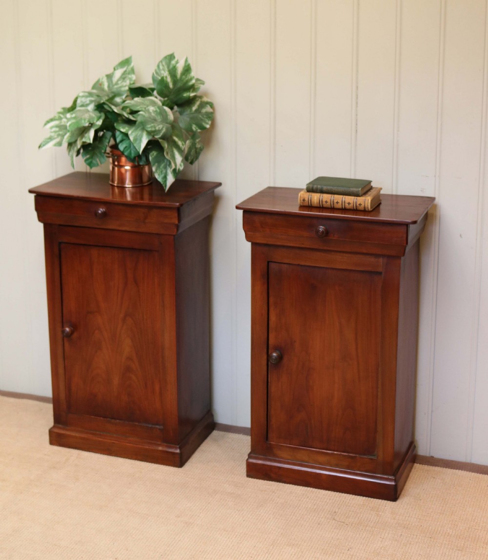 Pair Of Rustic French Cherry Wood Bedside Cupboards View VIII