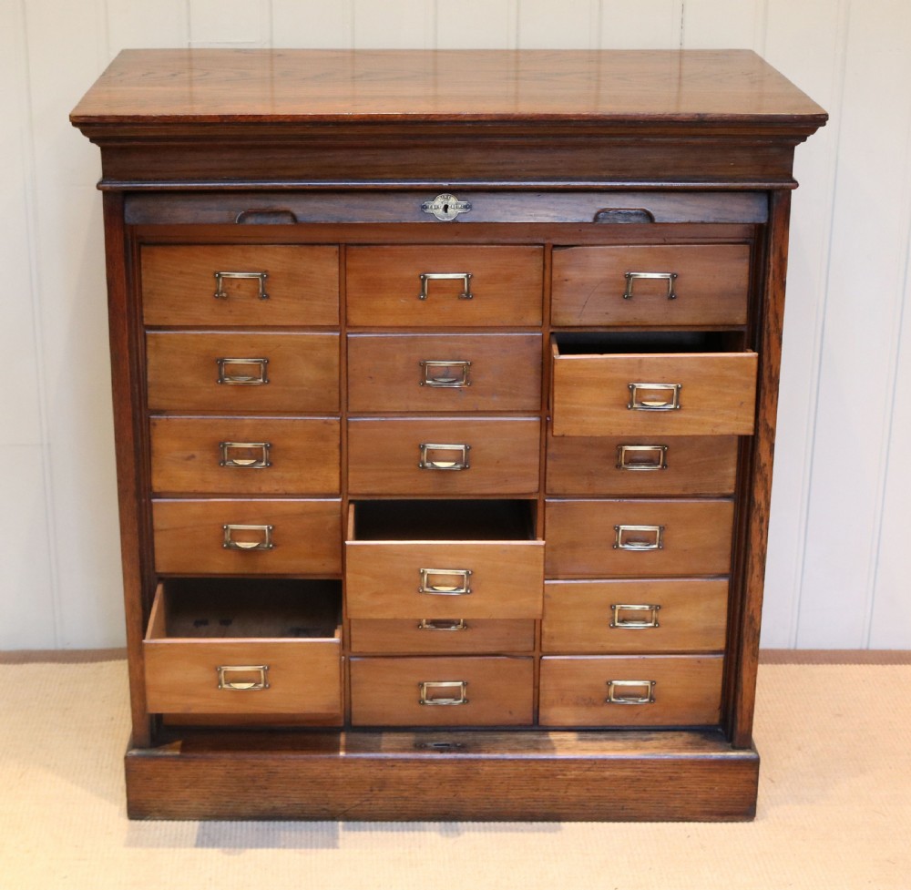 Oak Tambour Front Filing Cabinet  View II