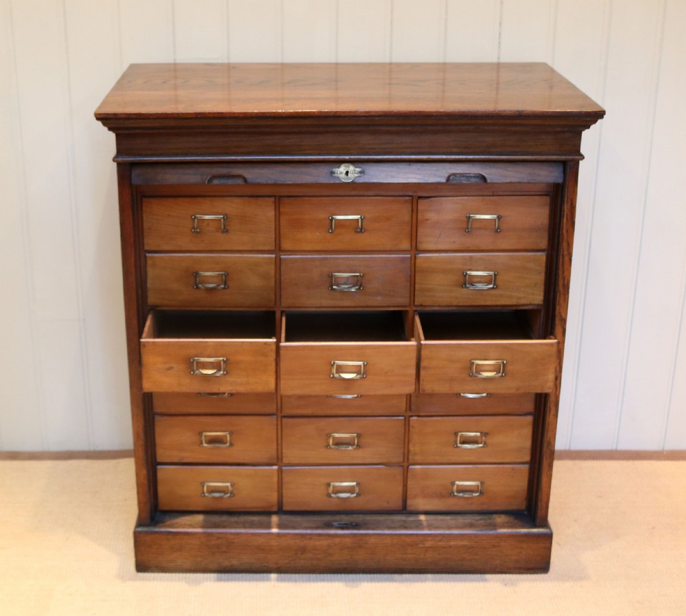 Oak Tambour Front Filing Cabinet  View III