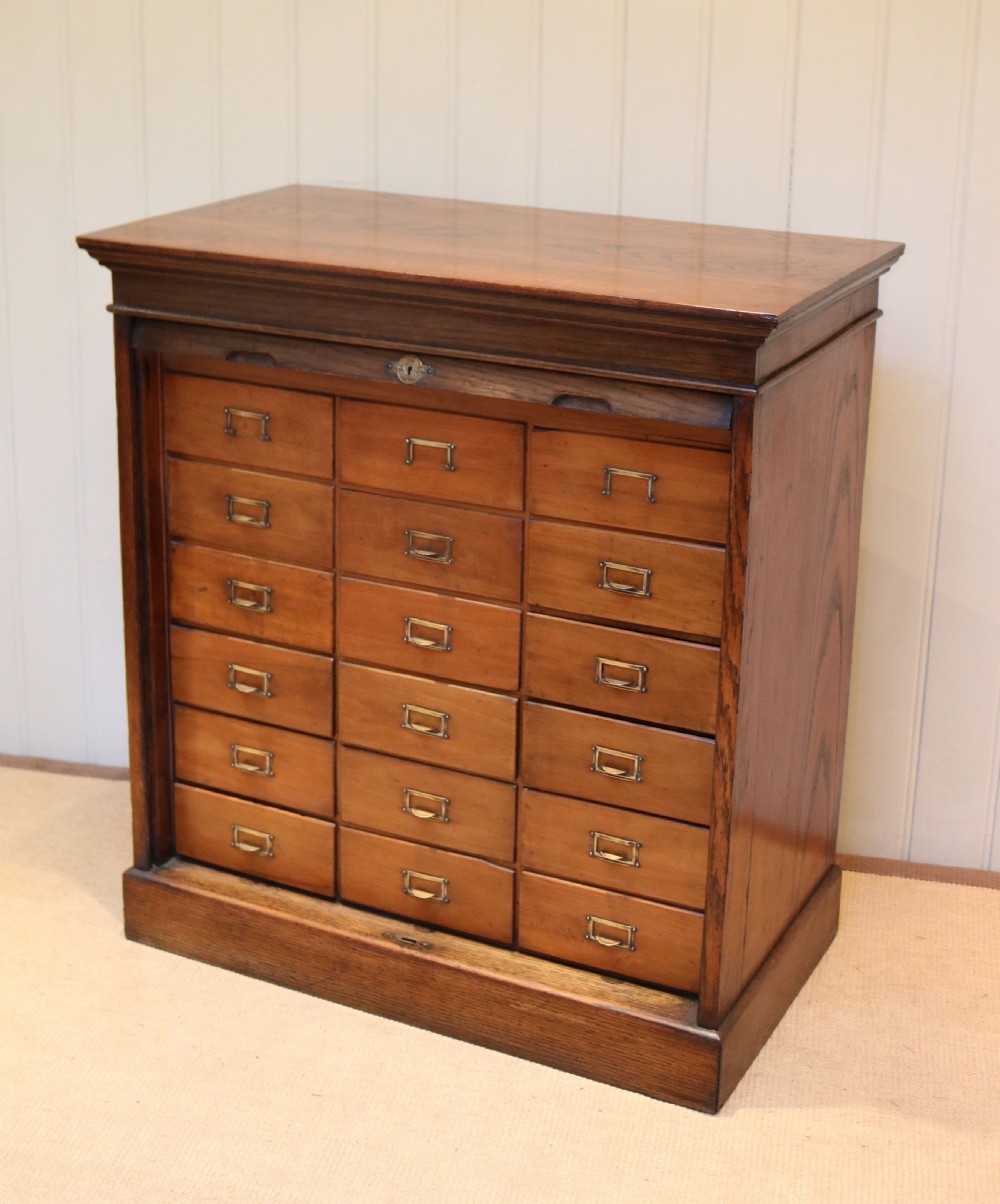 Oak Tambour Front Filing Cabinet  View VIII