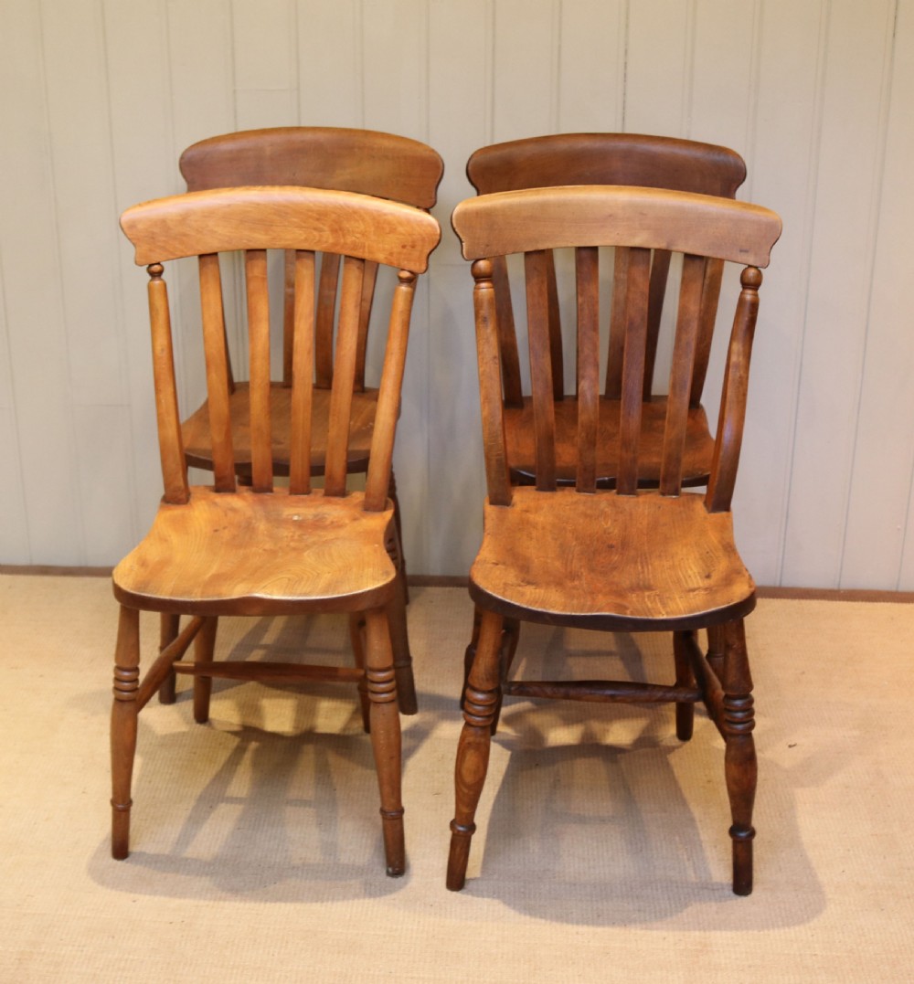Set Of Four Beech And Elm Chairs