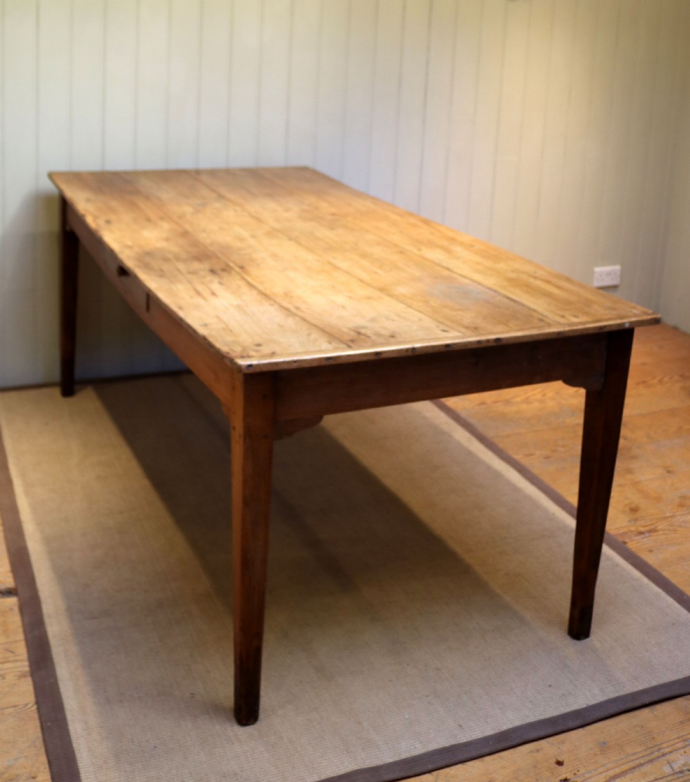 Large Rustic French Beech Farmhouse Table View V
