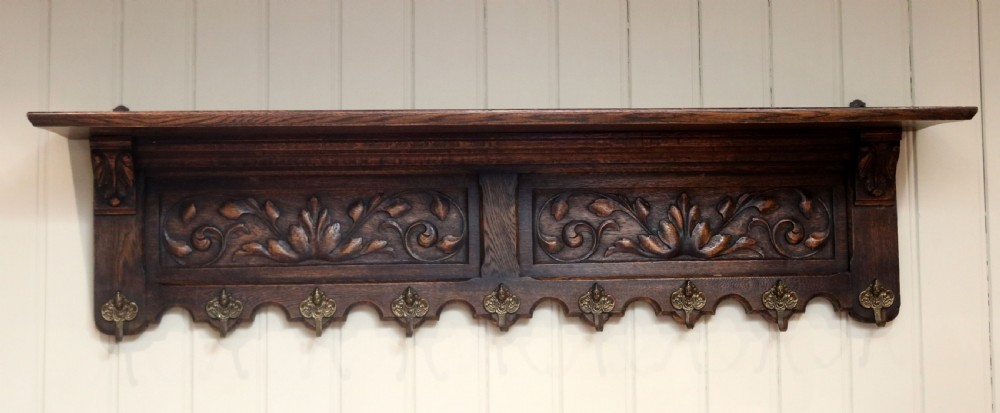 French Solid Oak Carved Wall Shelf View IV