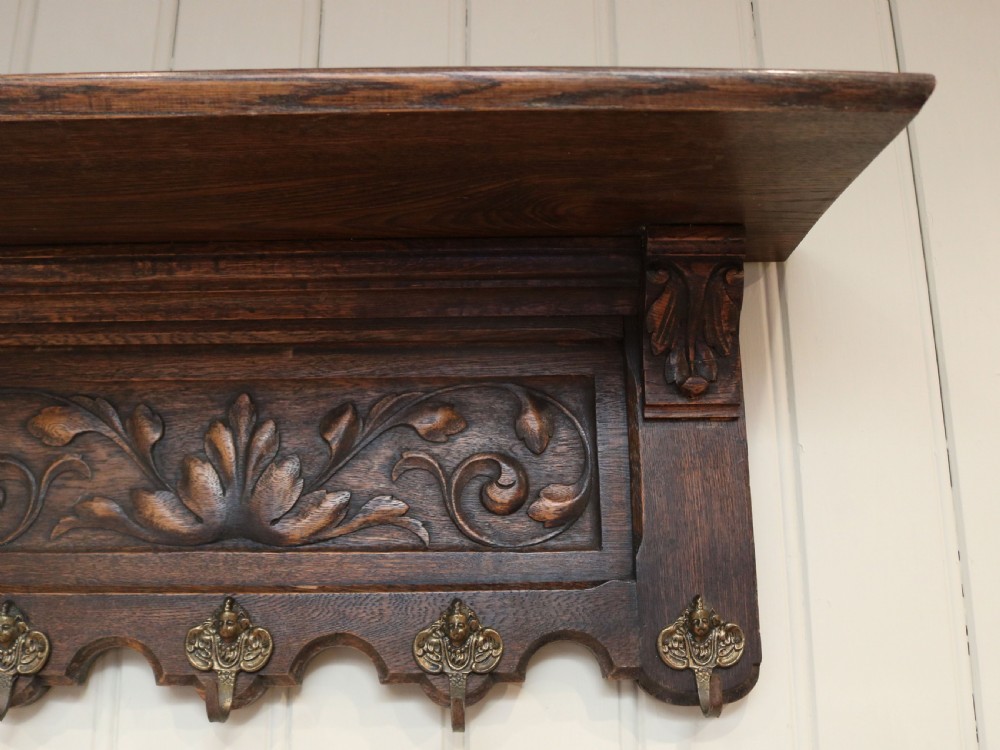 French Solid Oak Carved Wall Shelf View VIII