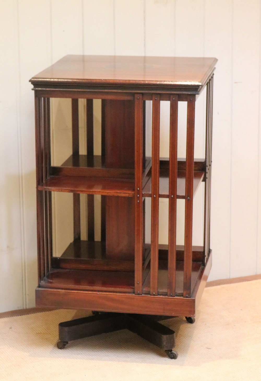 Edwardian Mahogany Revolving Bookcase View II