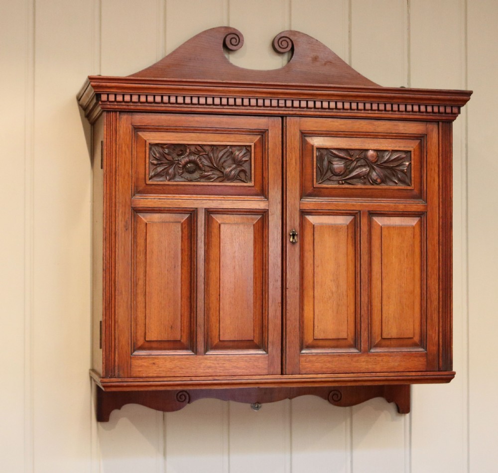 Edwardian Walnut Two Door Wall Cabinet 