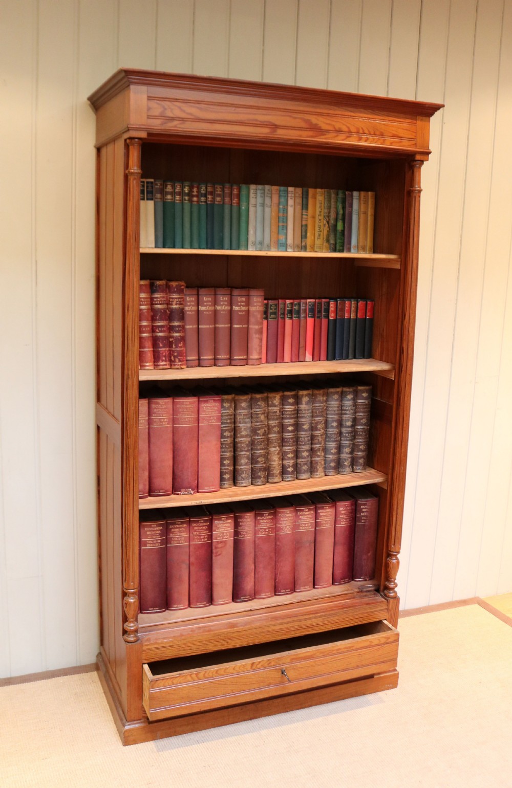 Tall Pitch Pine Open Bookcase View IX