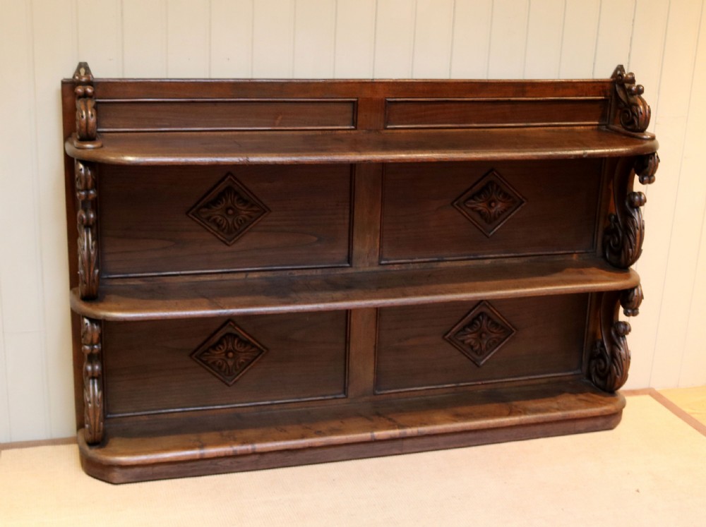 Solid Oak Carved Book Shelves View II