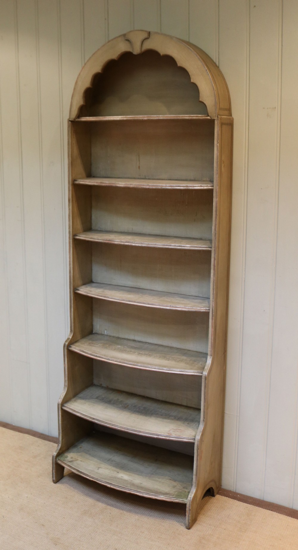 Arch Top Painted Open Bookcase  View IV