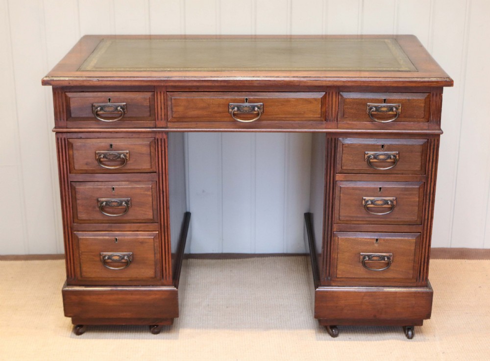 Small Proportioned Walnut Pedestal Desk