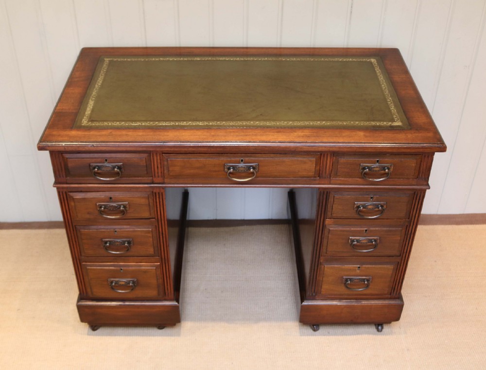 Small Proportioned Walnut Pedestal Desk View V