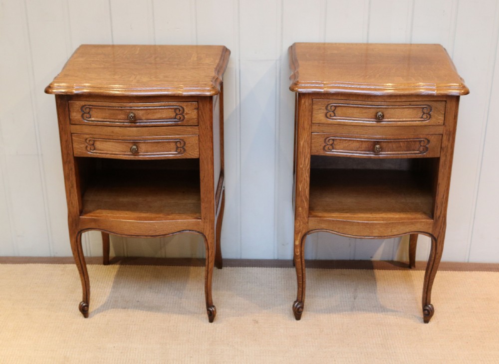 Pair Of French Light Oak Bedside Cabinets