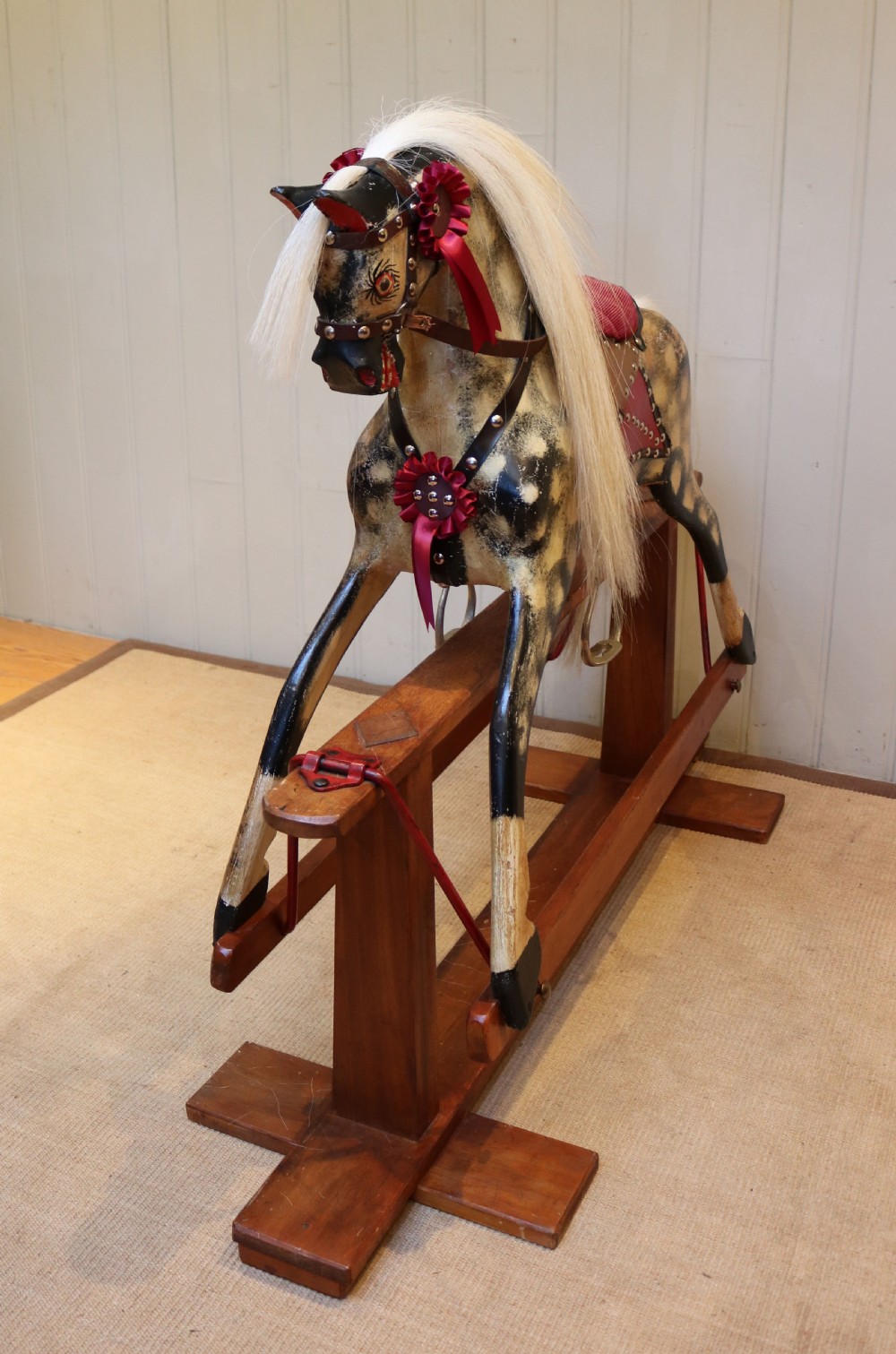 1930s Dapple Wooden Rocking Horse View IV