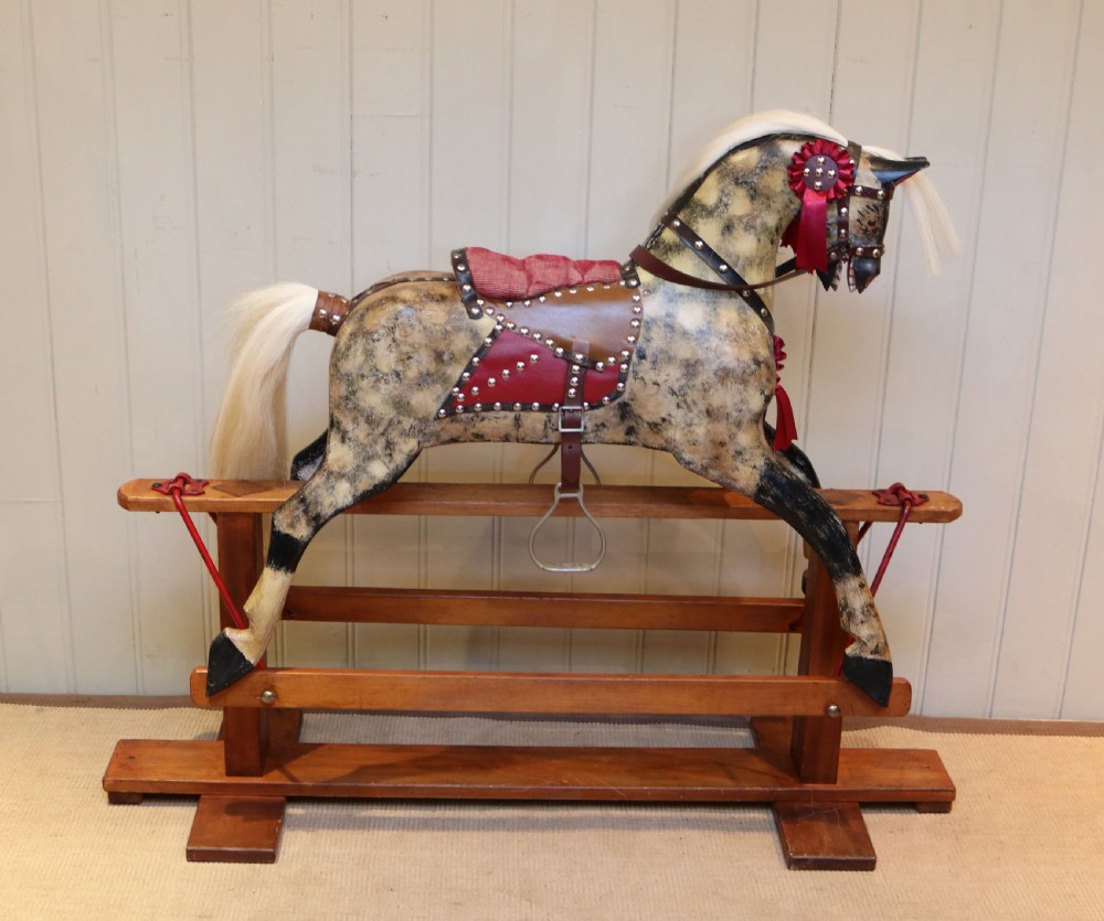 1930s Dapple Wooden Rocking Horse View VI