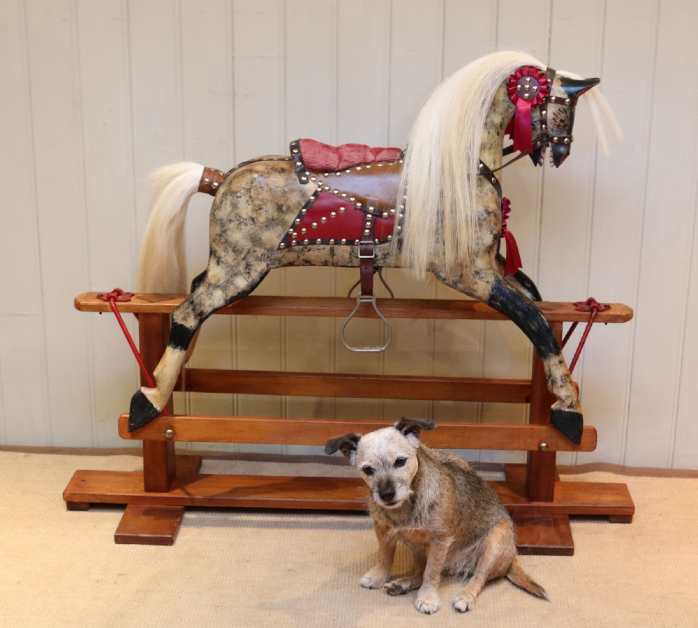 1930s Dapple Wooden Rocking Horse View VIII
