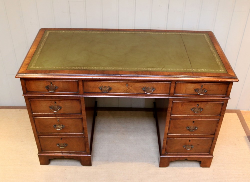 Georgian Style Walnut Pedestal Desk View III