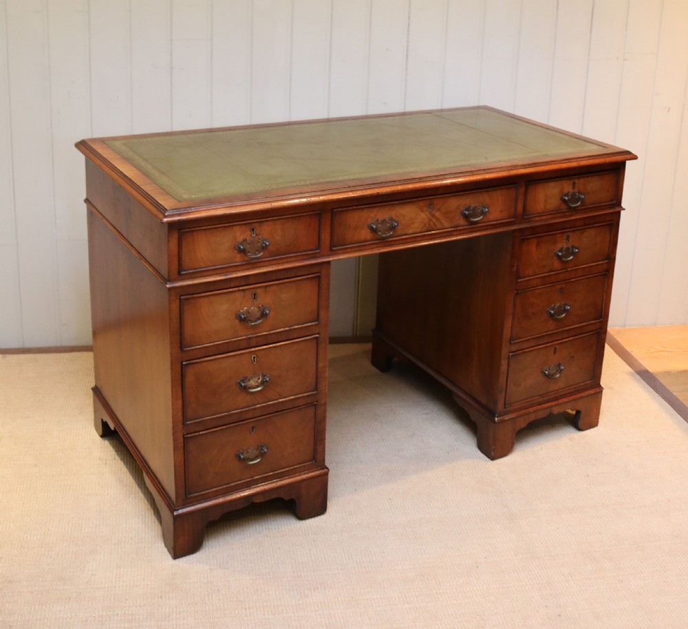 Georgian Style Walnut Pedestal Desk View IV