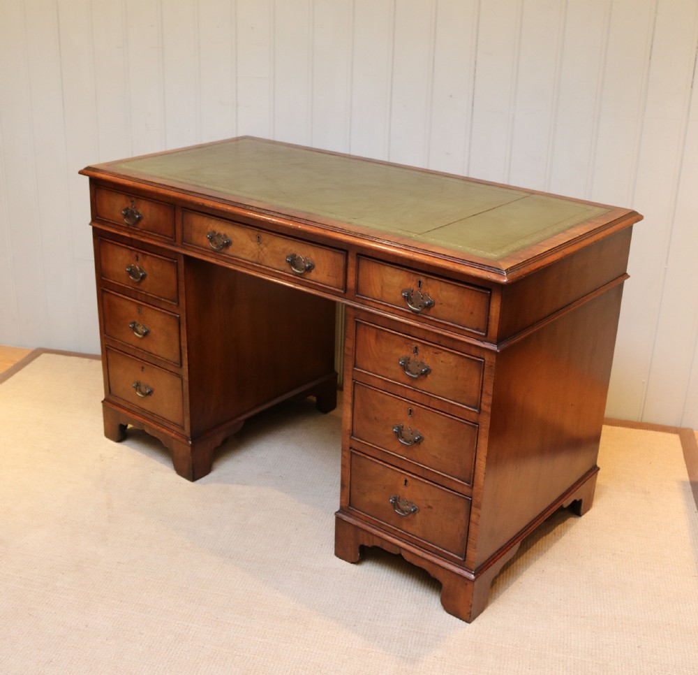 Georgian Style Walnut Pedestal Desk View V