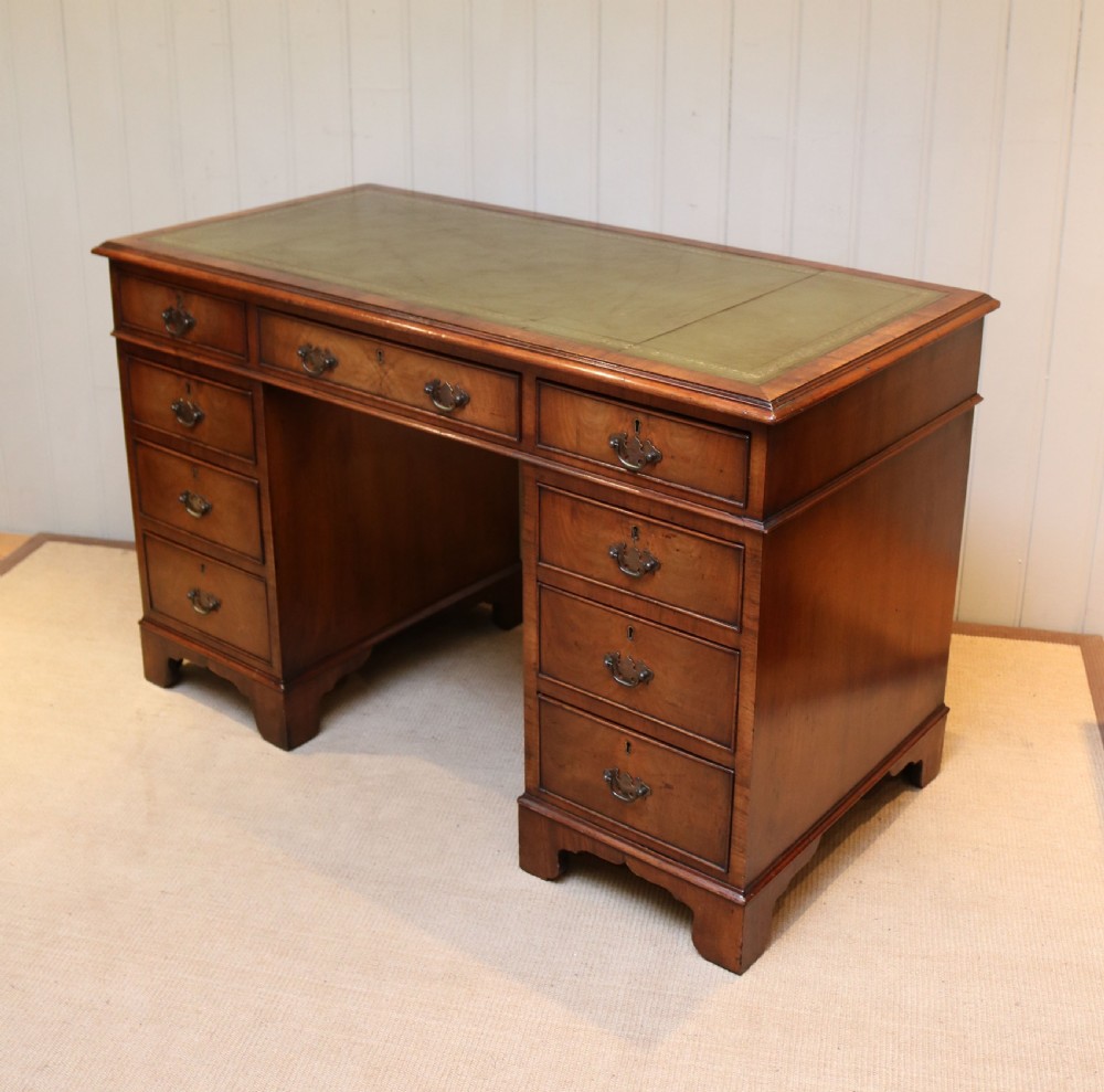 Georgian Style Walnut Pedestal Desk View VI