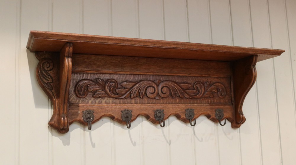 French Carved Oak Wall Shelf