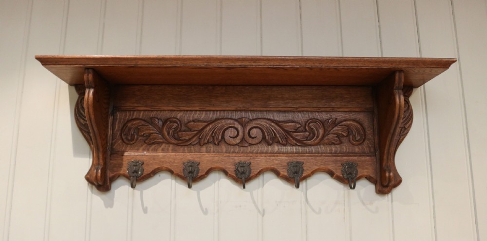 French Carved Oak Wall Shelf View II