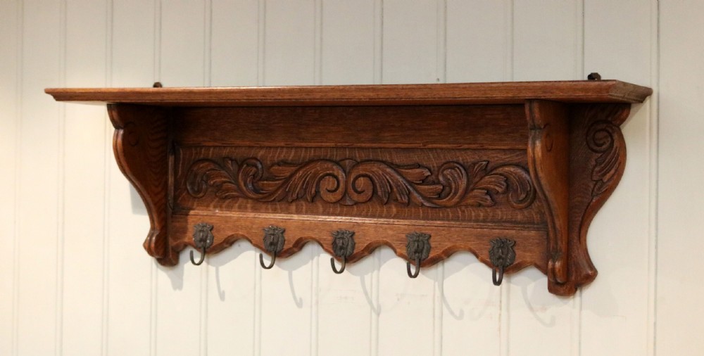French Carved Oak Wall Shelf View IV