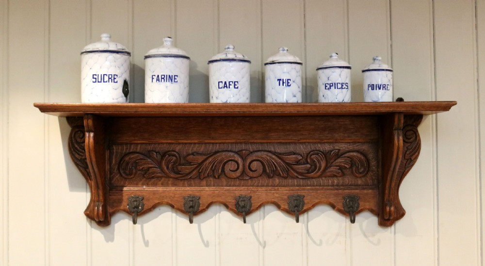 French Carved Oak Wall Shelf View V
