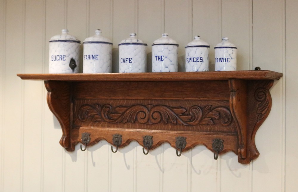 French Carved Oak Wall Shelf View VI