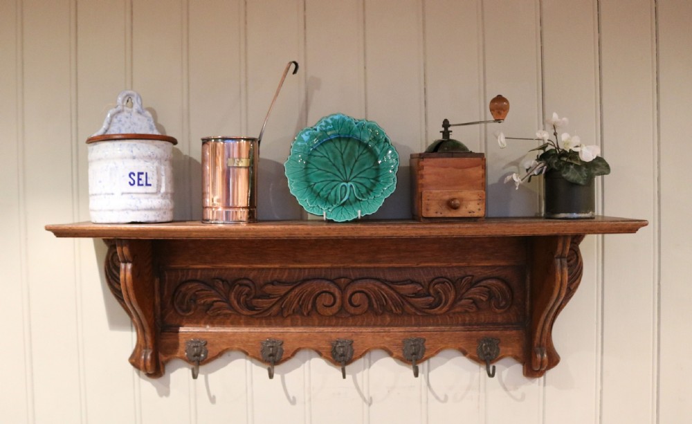 French Carved Oak Wall Shelf View VII