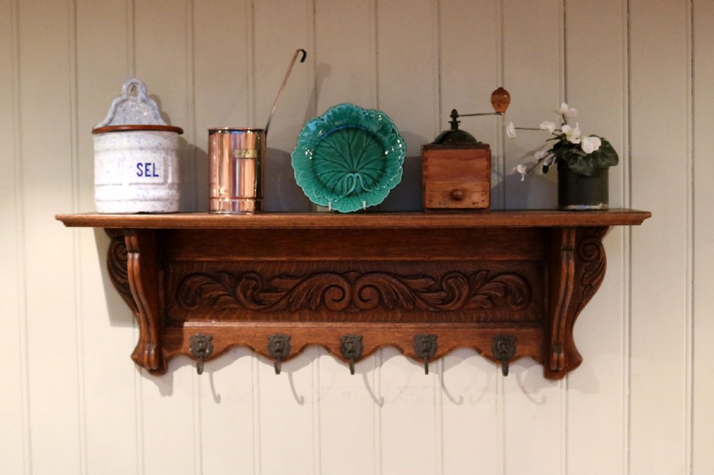 French Carved Oak Wall Shelf View VIII