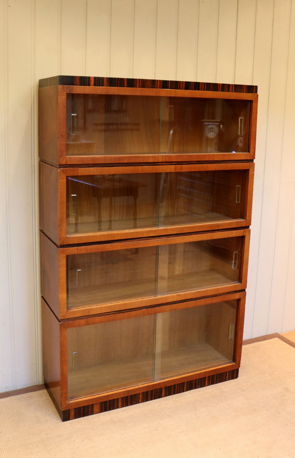 Art Deco Walnut And Coromandel Stacking Bookcase  View II