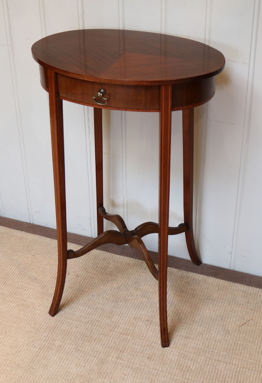 Small Edwardian Mahogany Oval Table View III
